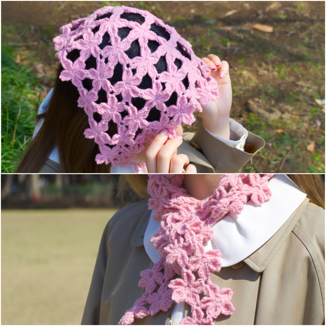 【パターン】Sakura Babushka & Scarf(サクラバブーシュカ&スカーフ)【PDF】