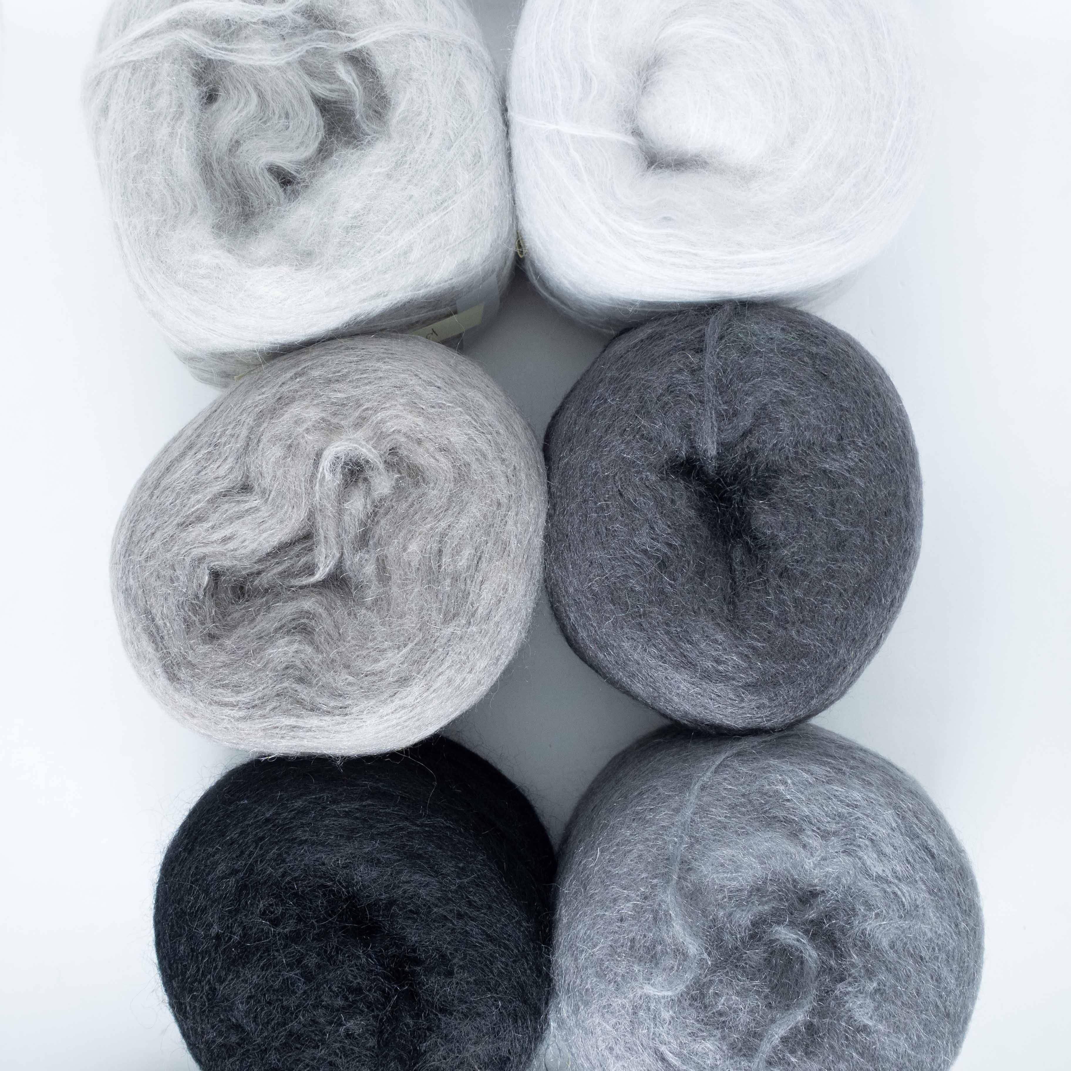 【合計560g】キッドモヘア引き揃え!玉巻き詰め合わせセット - モノトーン系