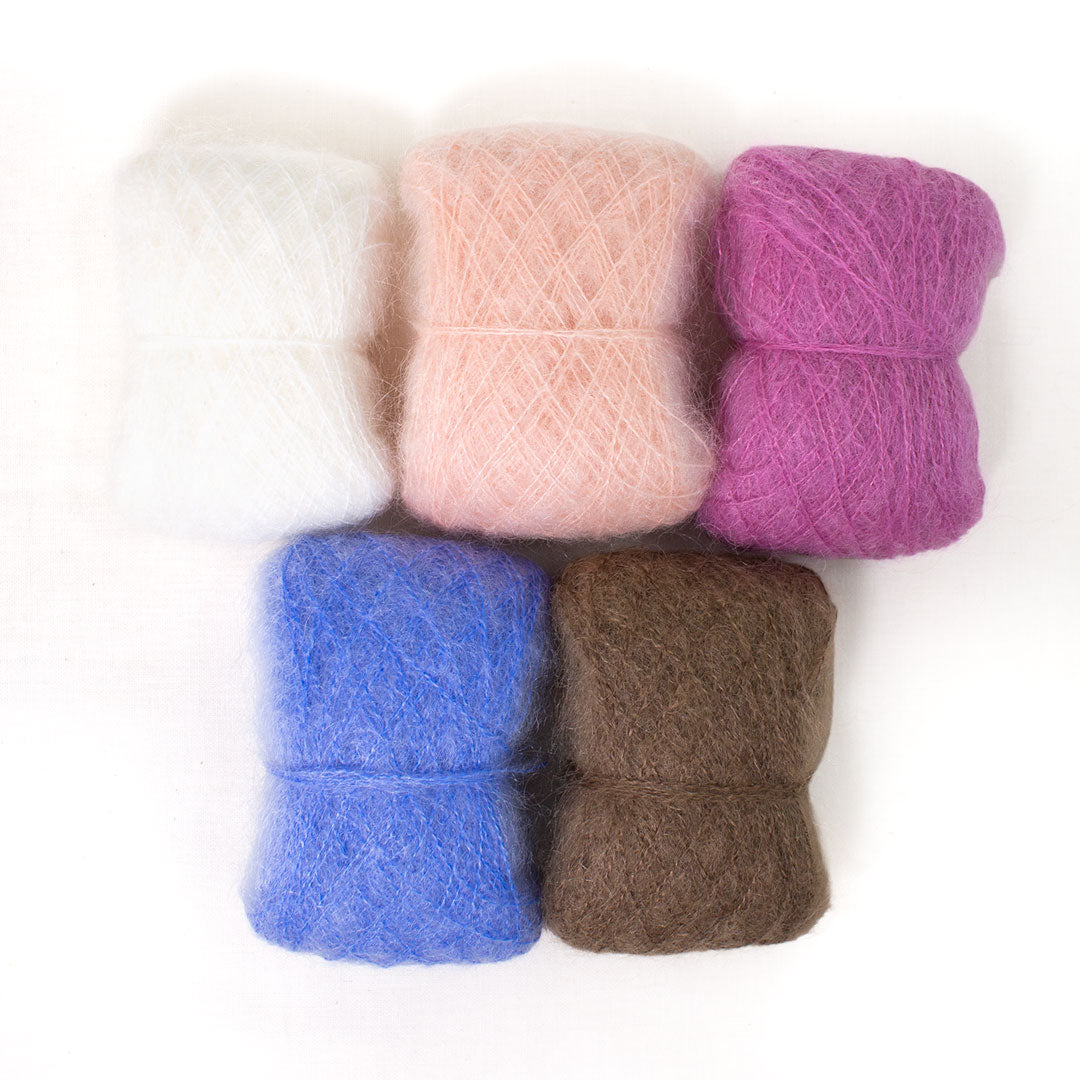 Lilac Sky (Twin Peak Beanie knitting pattern, held-together yarn set)